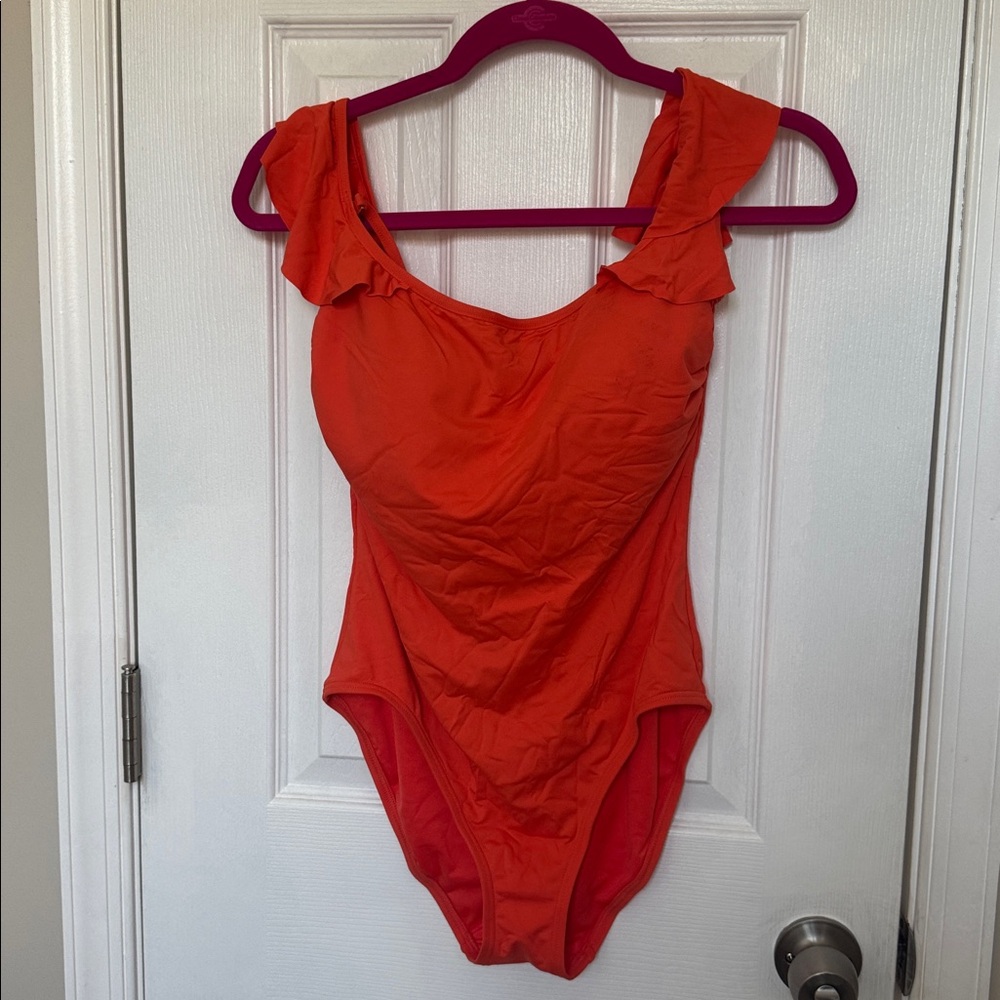 Vince Camuto Vibrant Orange Ruffled Swimsuit